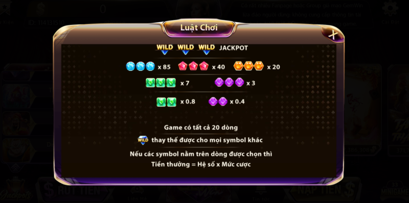 luat choi mini game kim cuong